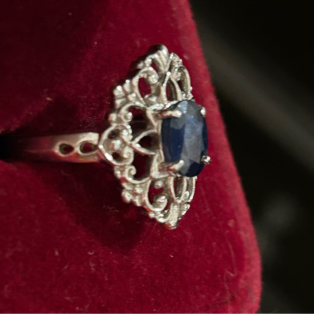 14k White Gold Platinum Sapphire Ring - Picture 3 of 14